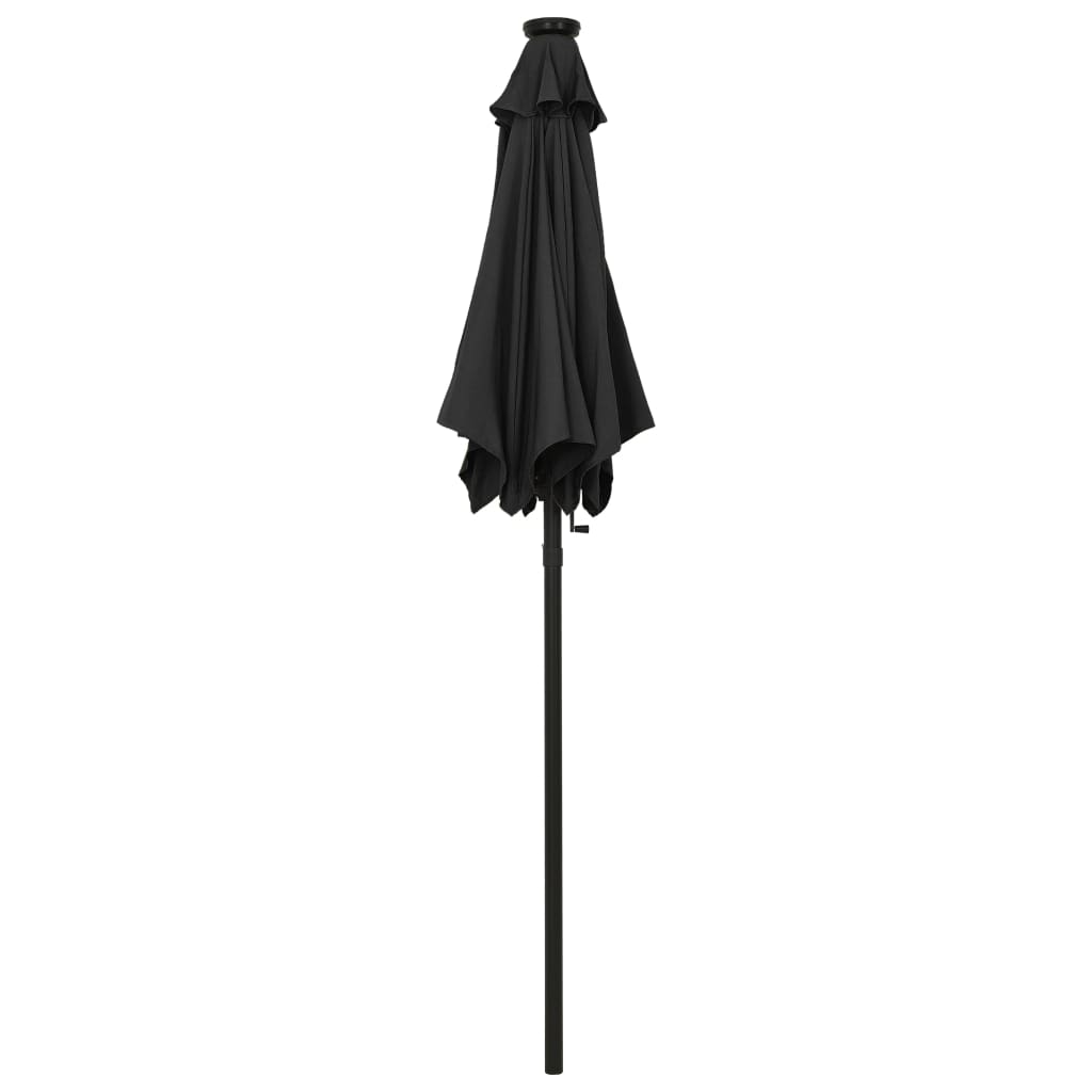 vidaXL parasol med LED-lys 200x211 cm aluminium sort