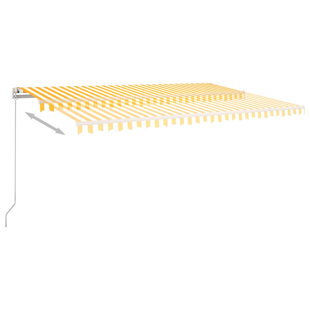 vidaXL markise m. LED + vindsensor 5x3,5 m automatisk gul og hvid