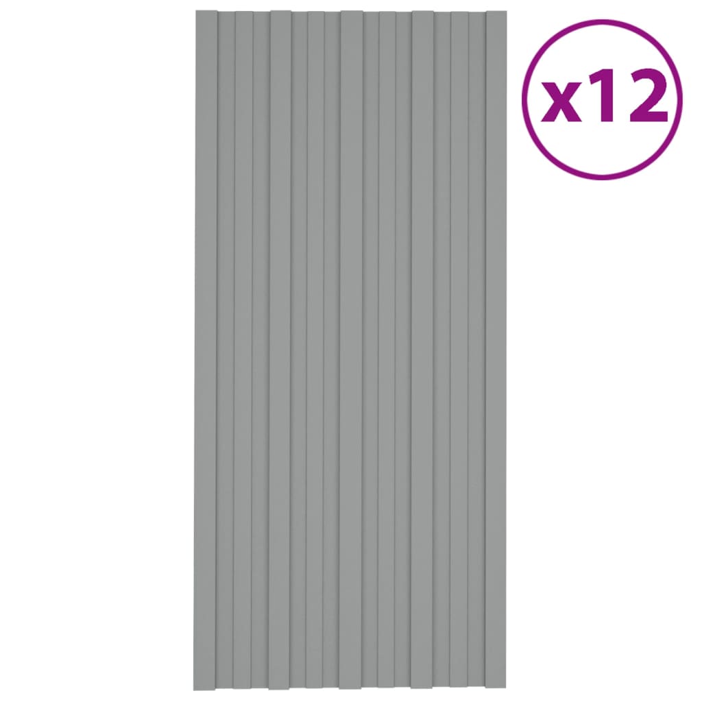 vidaXL tagplader 12 stk. 100x45 cm galvaniseret stål grå