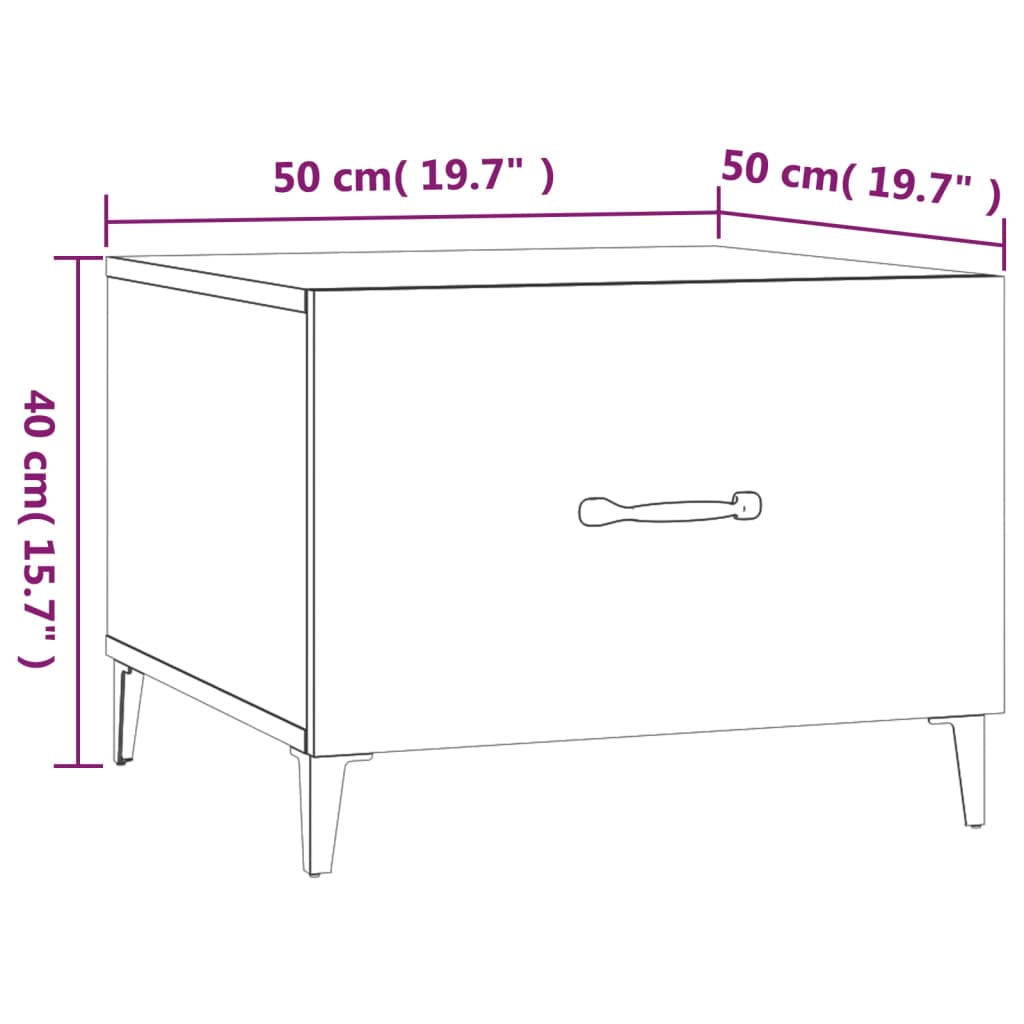 vidaXL sofabord med metalben 50x50x40 cm sonoma-eg