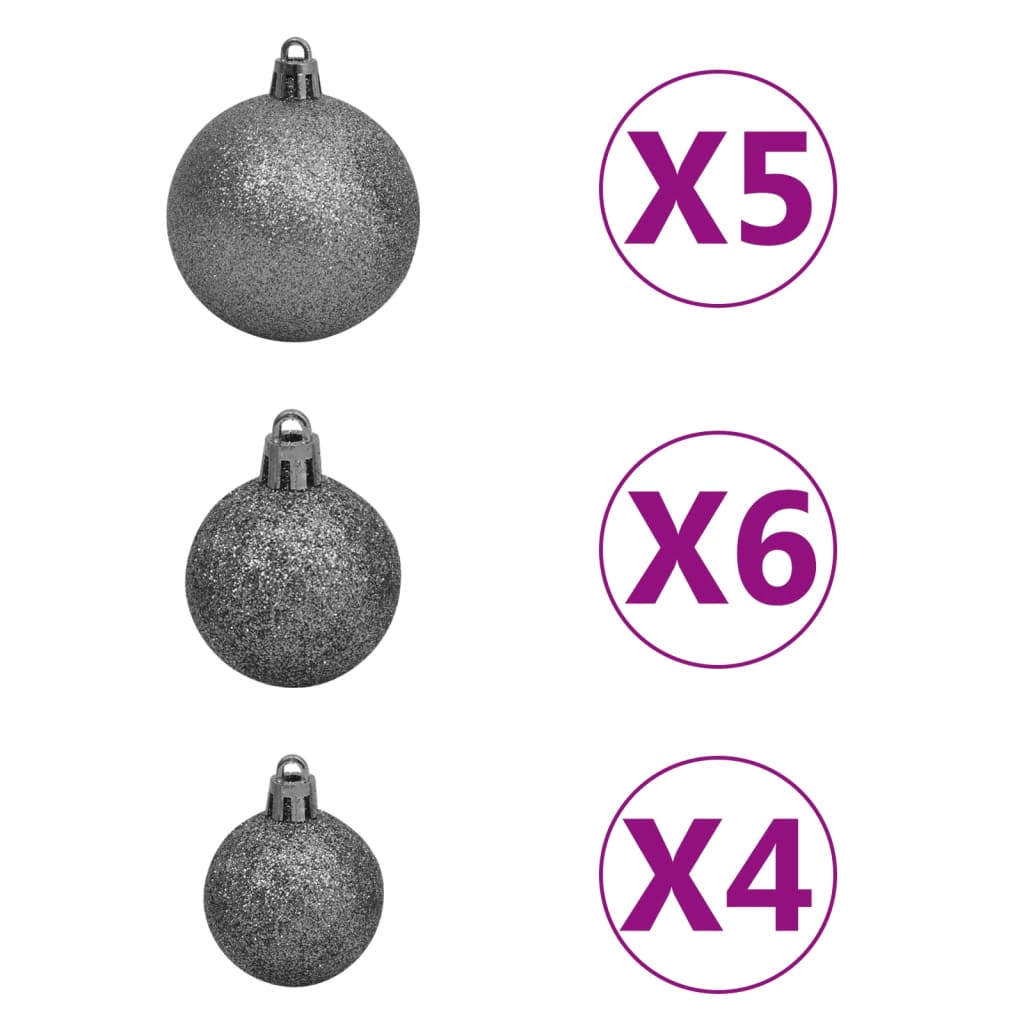 vidaXL kunstigt juletræ med 150 LED'er + sne og kuglesæt 120 cm