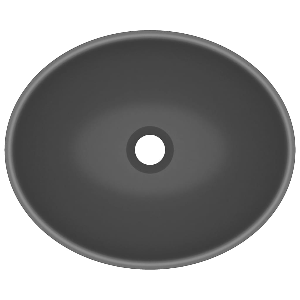 vidaXL luksuriøs håndvask 40x33 cm keramisk oval mat mørkegrå