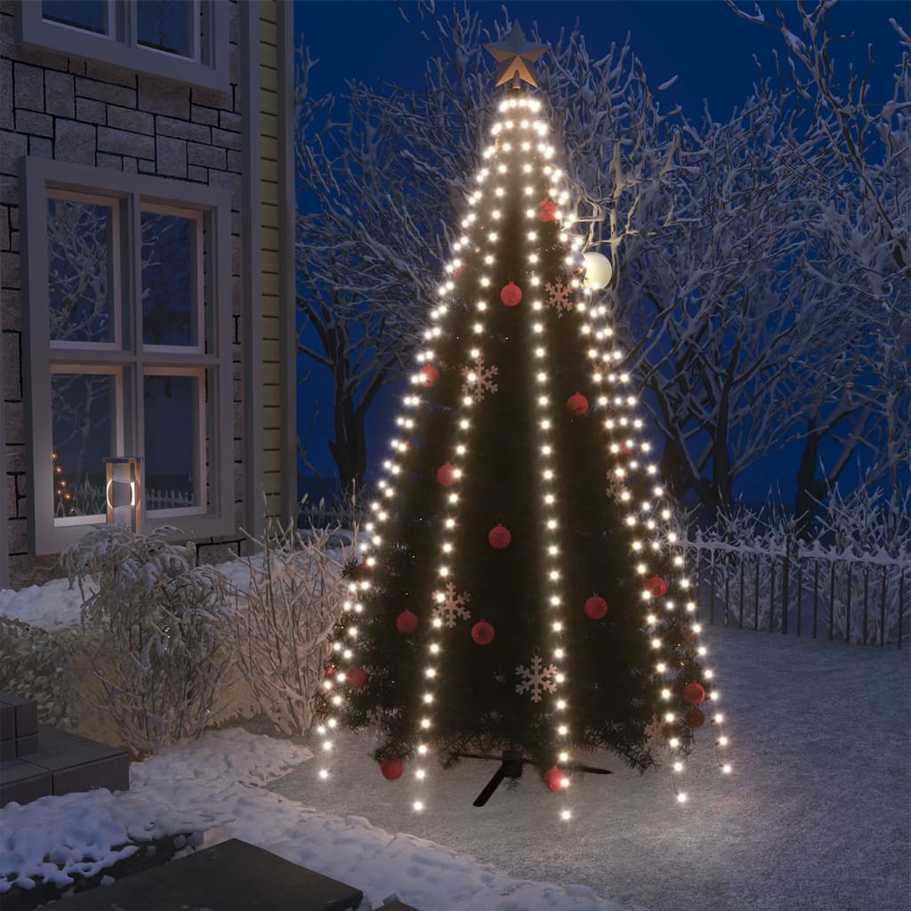 vidaXL lysnet til juletræ 250 lysdioder 250 cm kold hvidt lys