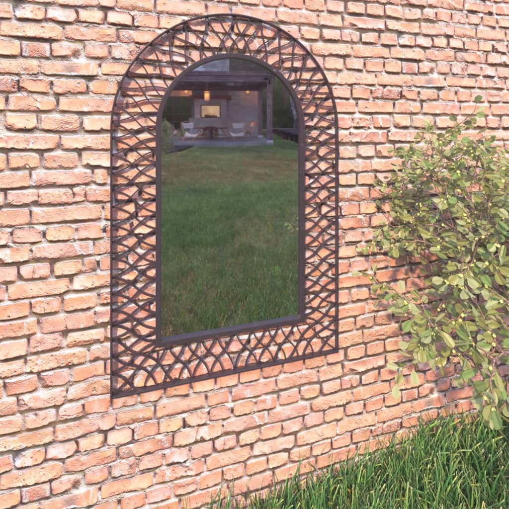 vidaXL vægspejl til haven buet 50 x 80 cm sort