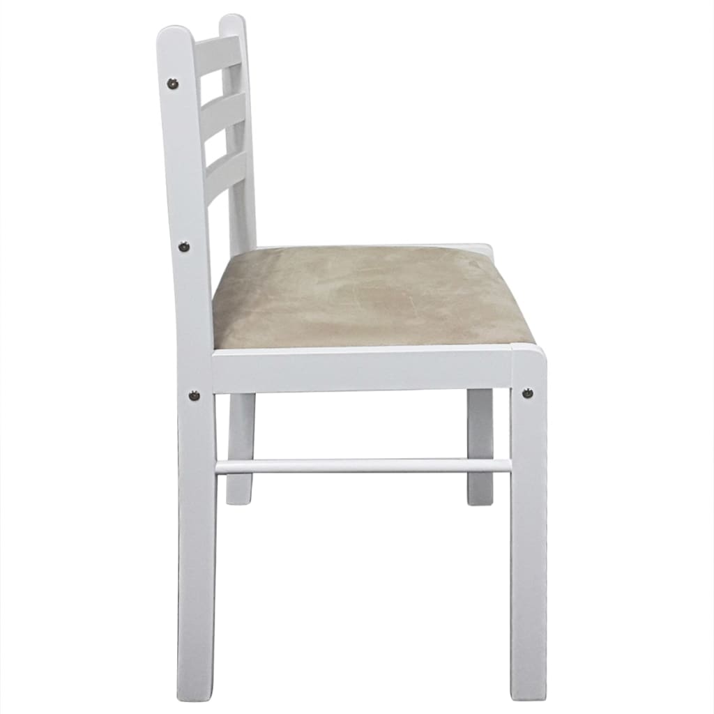 vidaXL spisebordsstole 4 stk. massivt gummitræ og fløjl hvid