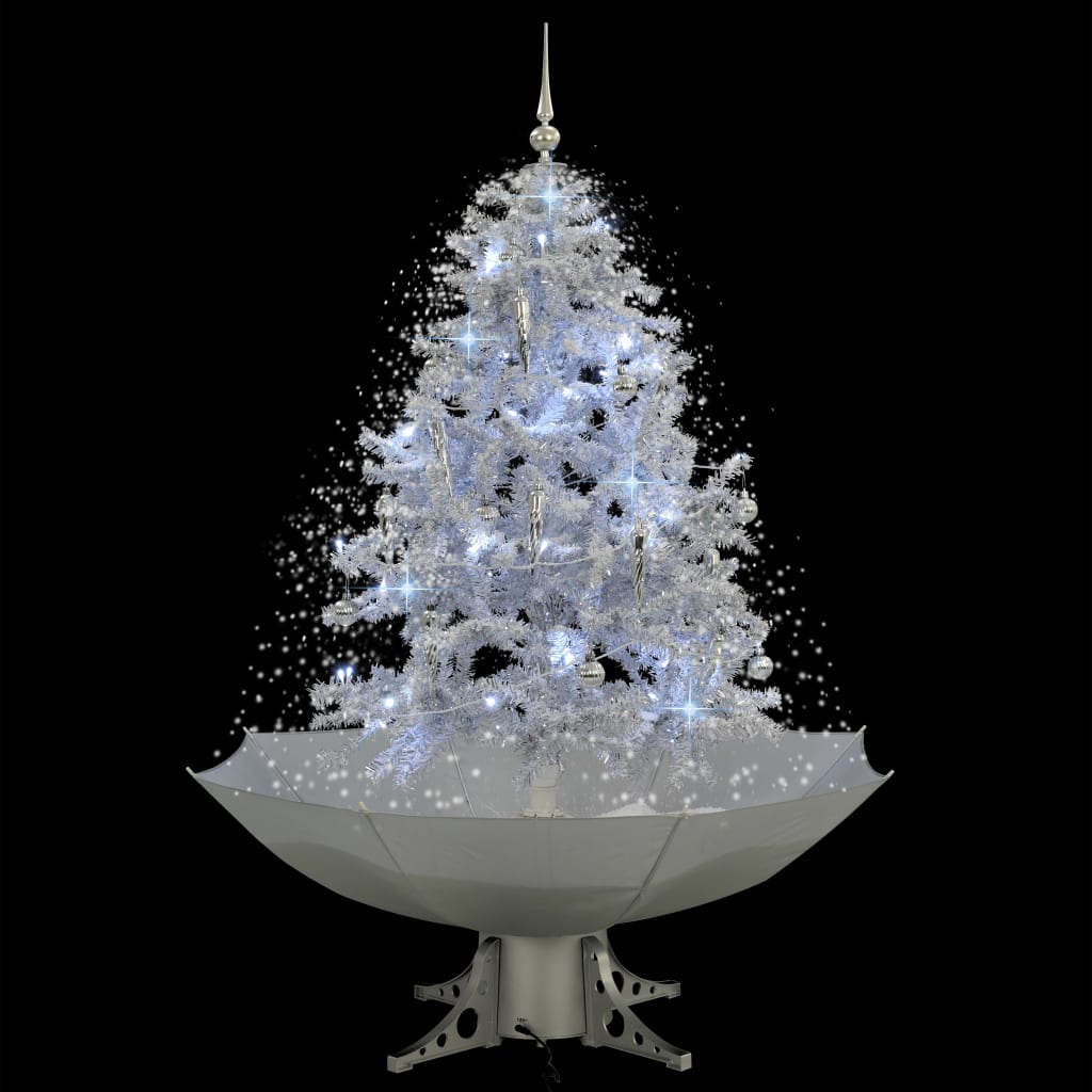 vidaXL juletræ med snefald paraplyfod 140 cm hvid
