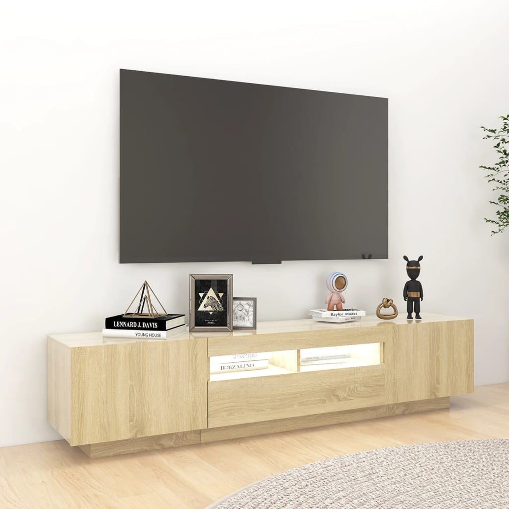 vidaXL tv-skab med LED-lys 180x35x40 cm sonoma-eg