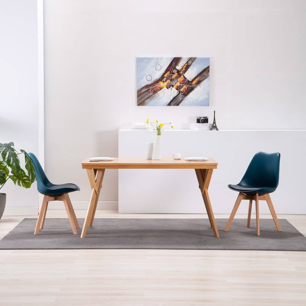 vidaXL spisebordsstole 2 stk. kunstlæder turkis og sort