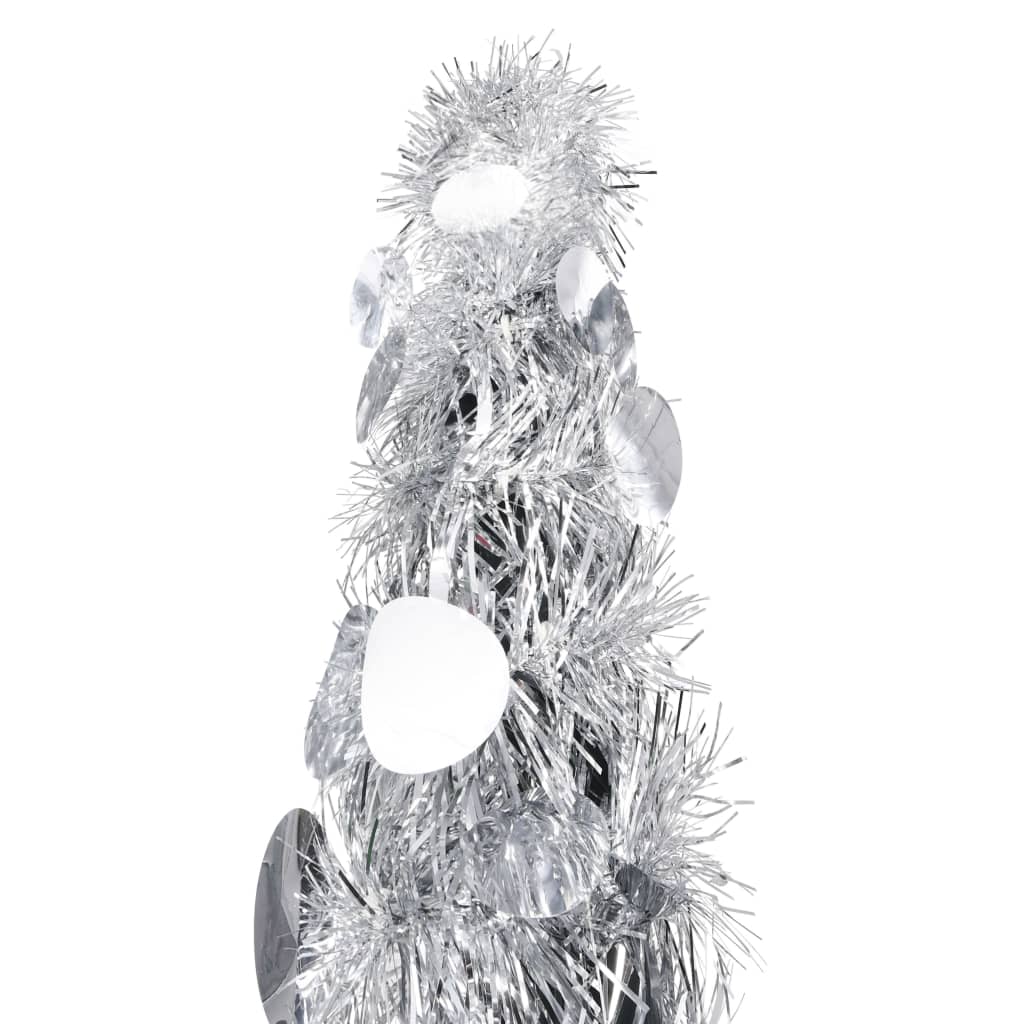 vidaXL kunstigt pop op-juletræ 150 cm PET sølvfarvet