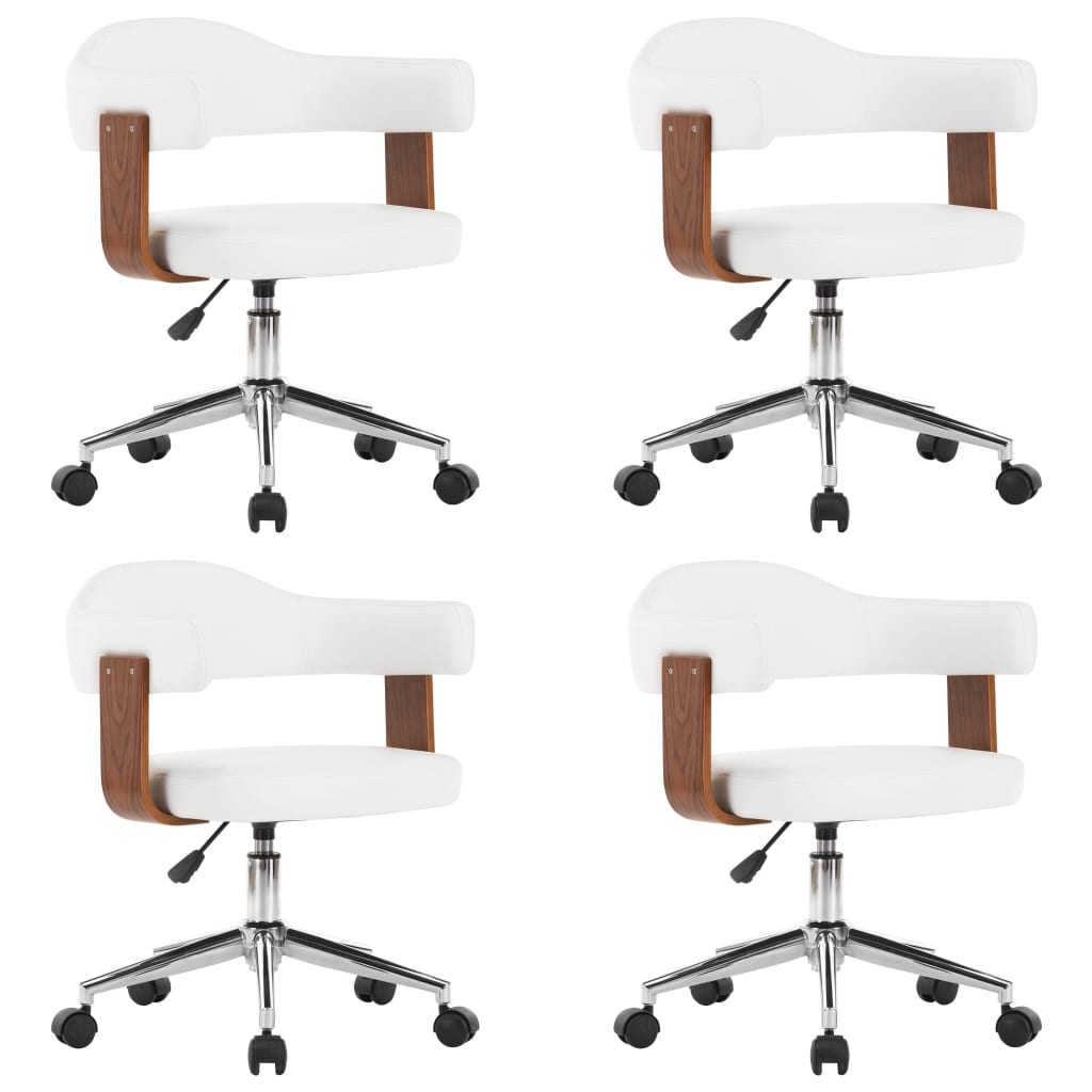 vidaXL drejelige spisebordsstole 4 stk. bøjet træ og kunstlæder hvid