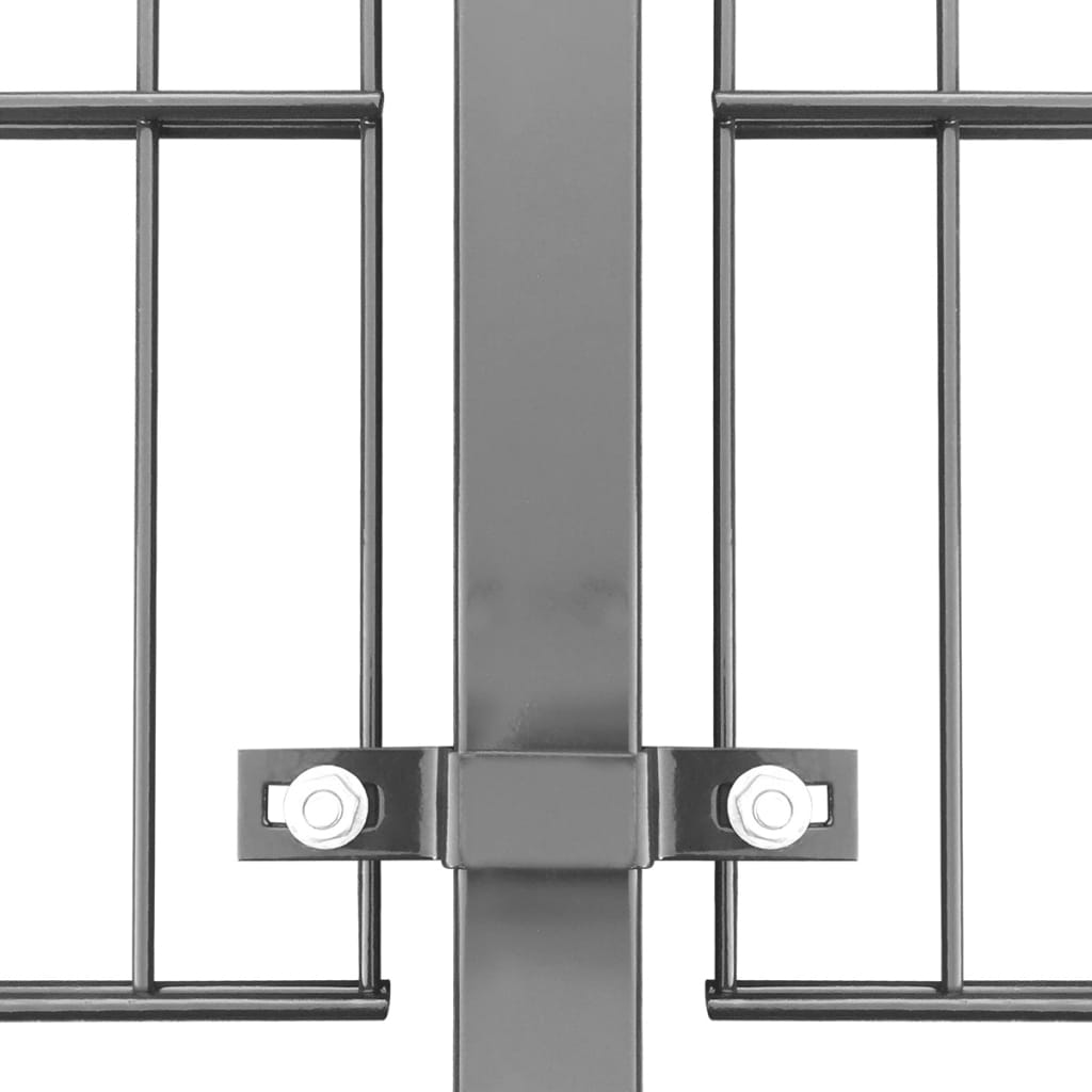 vidaXL hegnspanel med stolper pulverlakeret jern 6 x 1,6 m antracitgrå