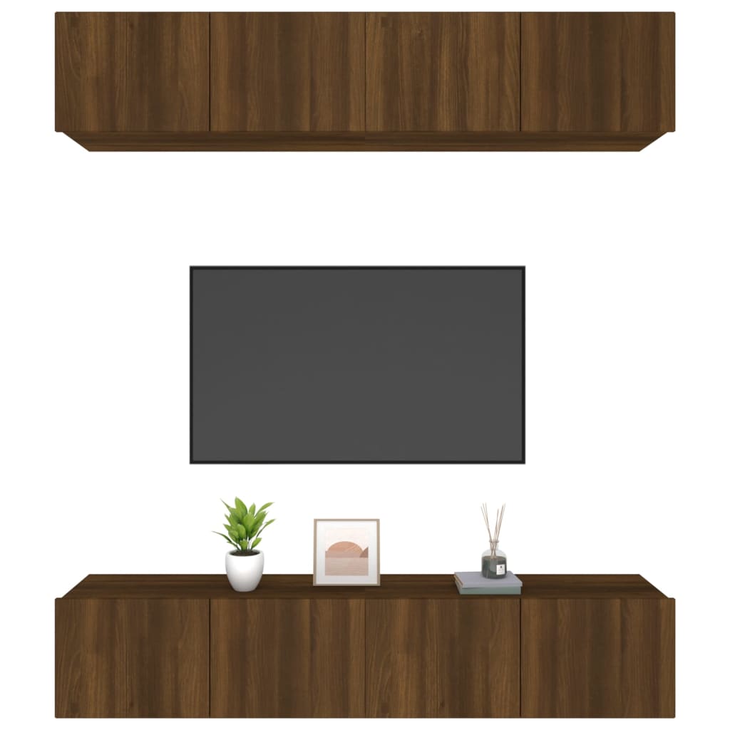 vidaXL tv-skabe 4 stk. 80x30x30 cm konstrueret træ brun egetræsfarve