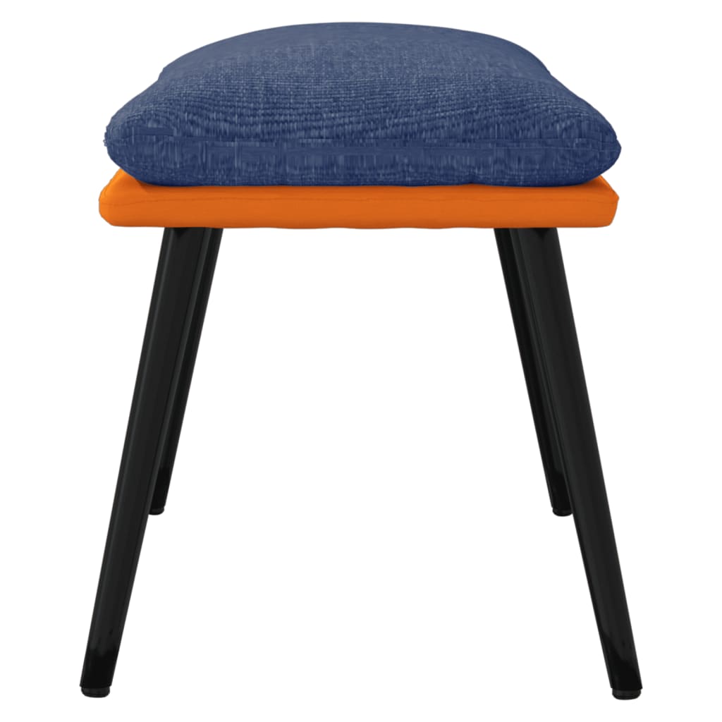 vidaXL fodskammel 45x29,5x35 cm stof og kunstlæder blå og orange