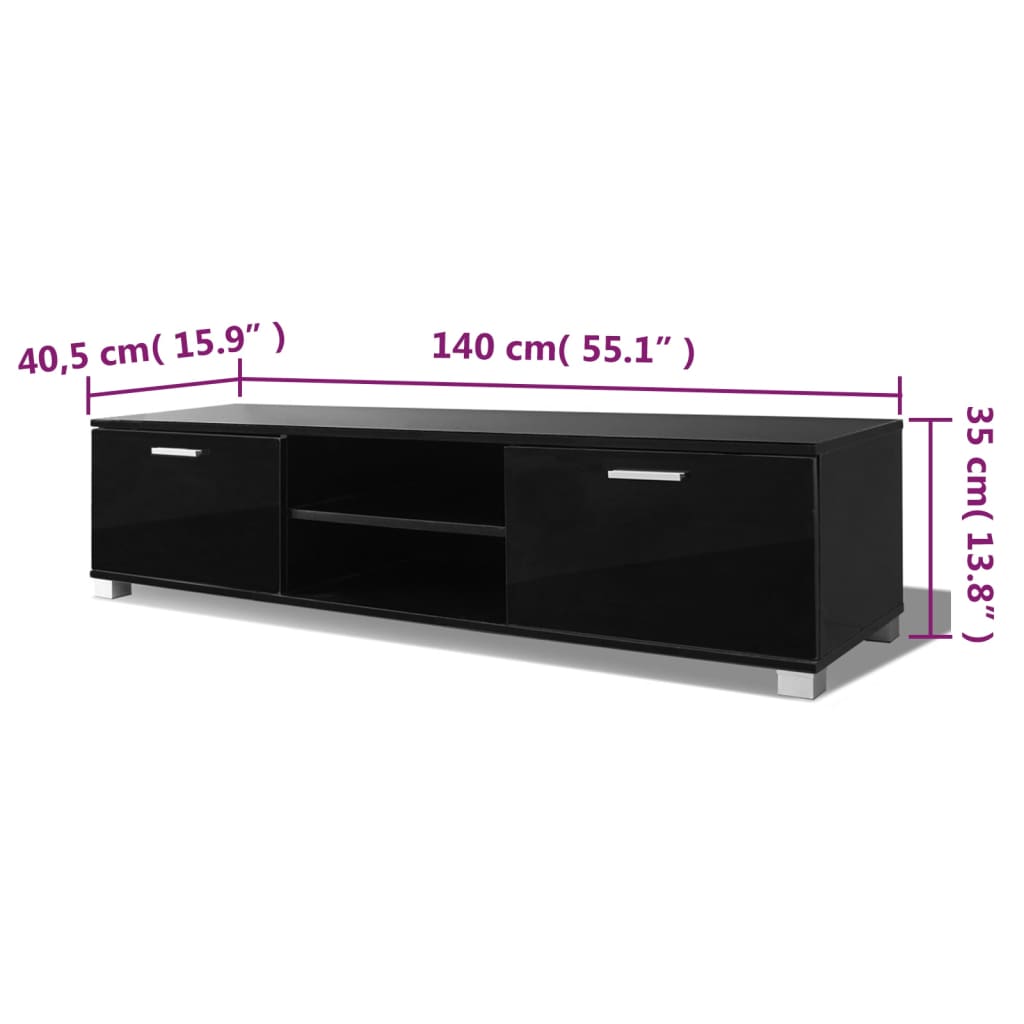 vidaXL tv-bord 140x40,5x35 cm sort højglans