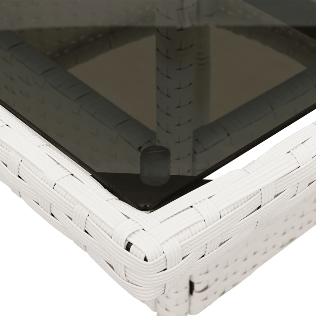 vidaXL havebord med glastop 80x80x75 cm polyrattan hvid
