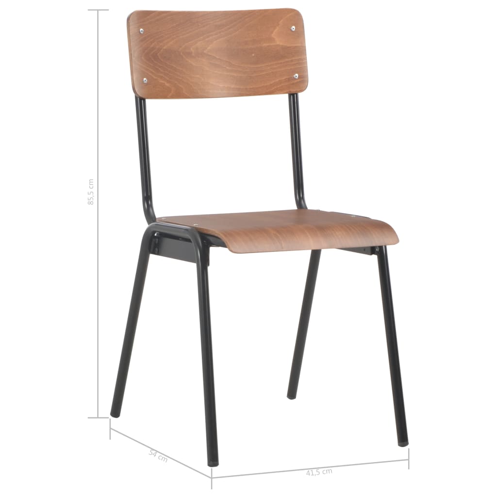vidaXL spisebordsstole 4 stk. massive krydsfiner og stål brun