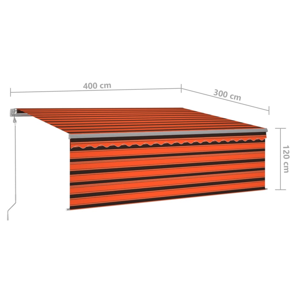 vidaXL markise m. gardin 4x3 m automatisk betjening orange og brun