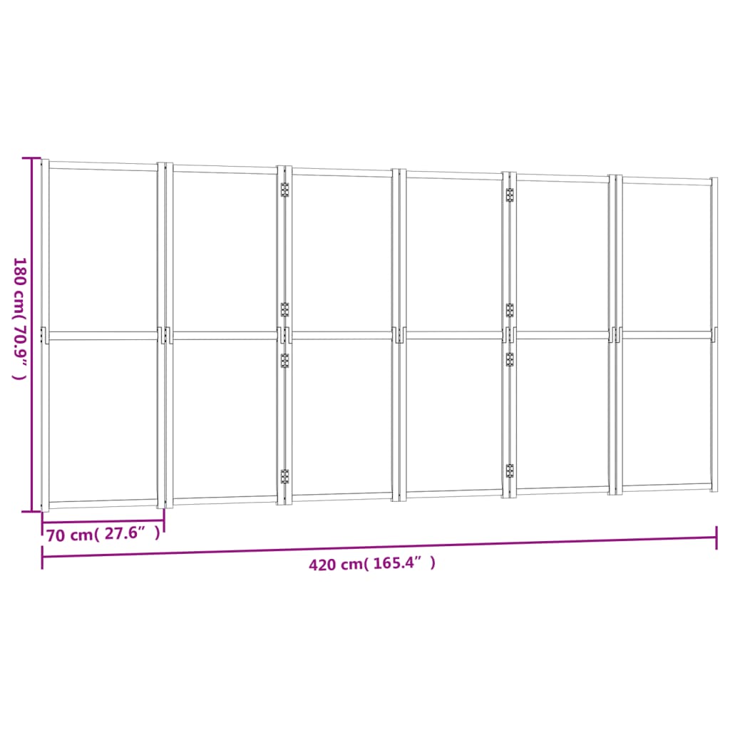 vidaXL 6-panels rumdeler 420x180 cm cremefarvet