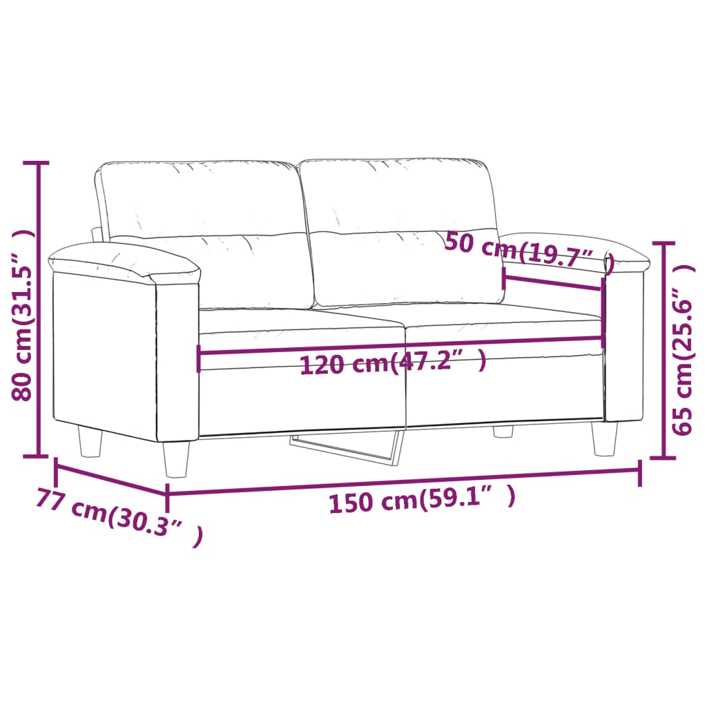 vidaXL 2-personers sofa 120 cm mikrofiberstof beige
