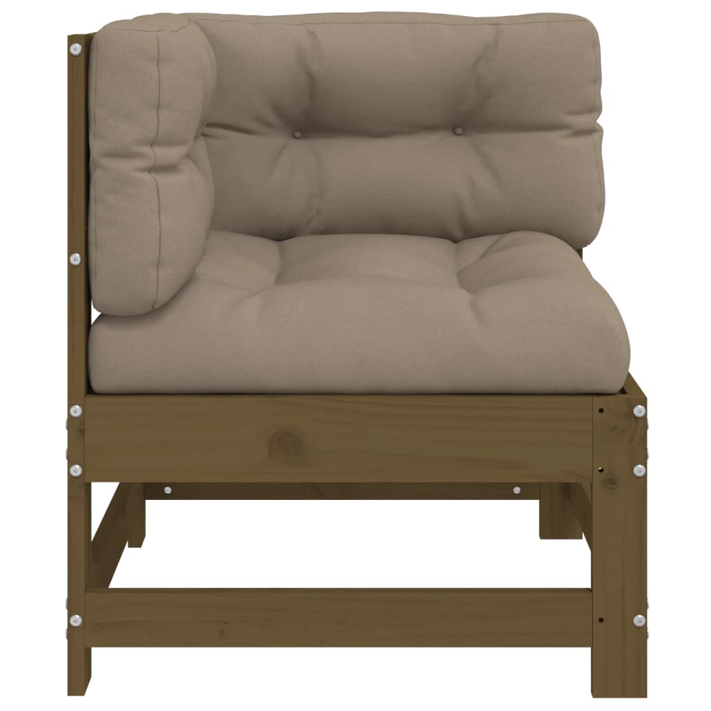 vidaXL hjørnemodul til sofa med hynder massivt fyrretræ gyldenbrun