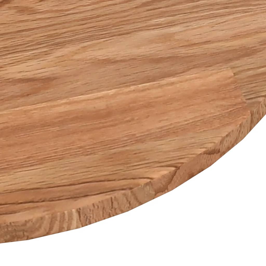 vidaXL rund bordplade Ø80x1,5 cm behandlet massivt egetræ lysebrun