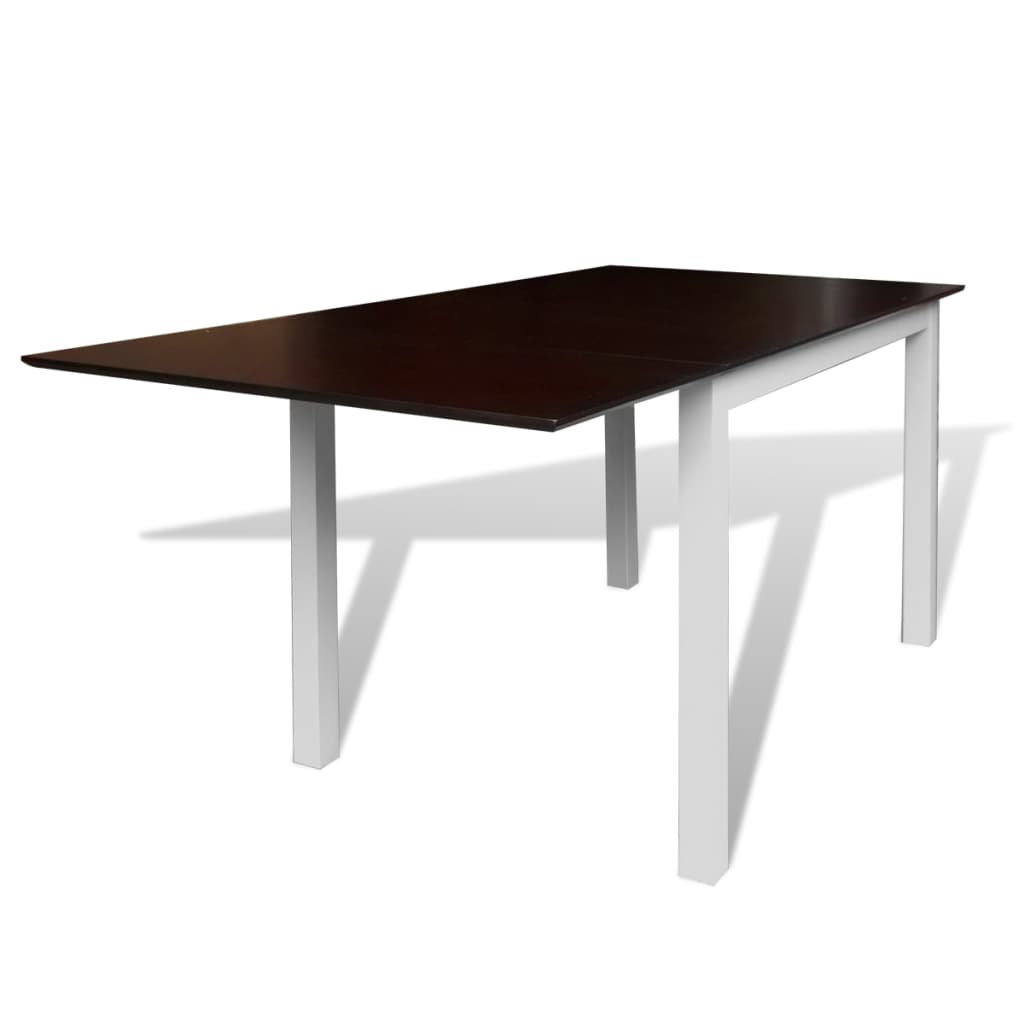 vidaXL spisebord med forlængelse gummitræ brun og hvid 150 cm