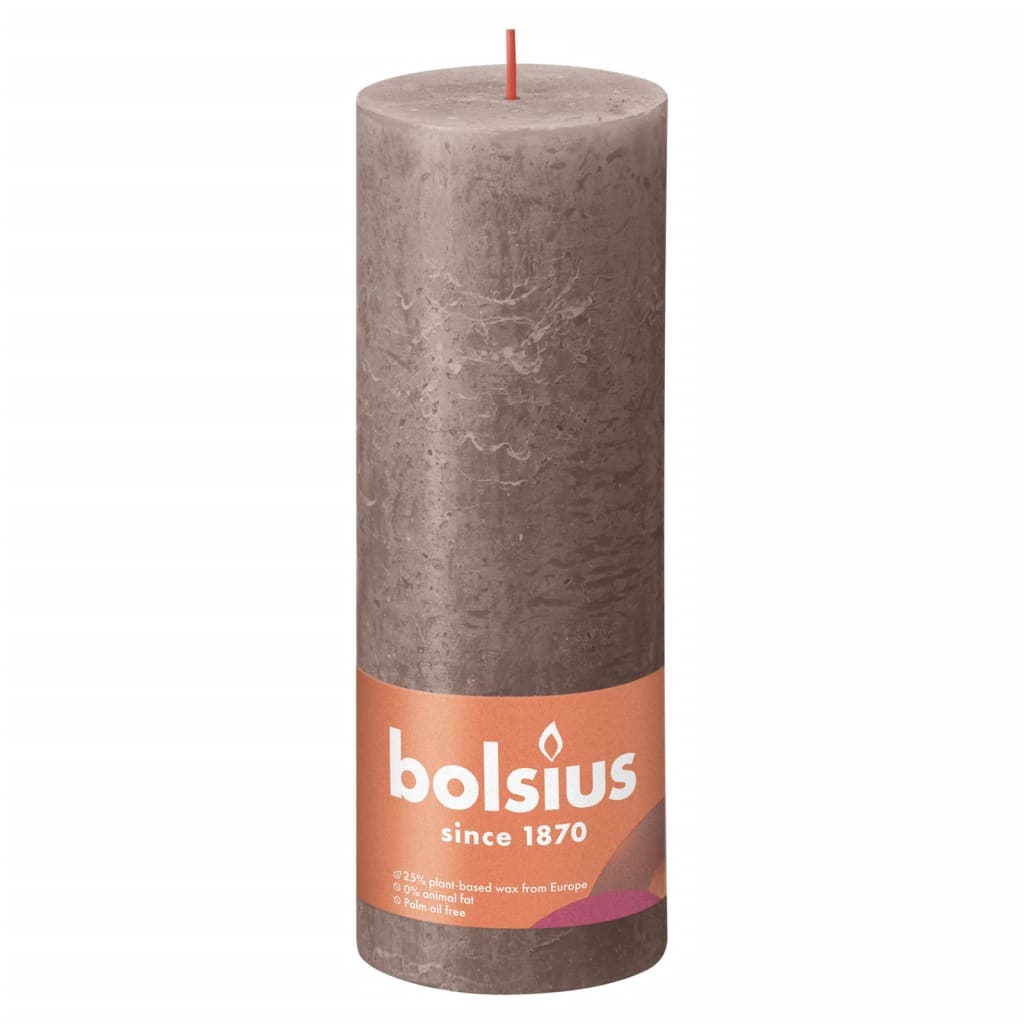 Bolsius rustikke søjlestearinlys Shine 4 stk. 190x68 mm gråbrun