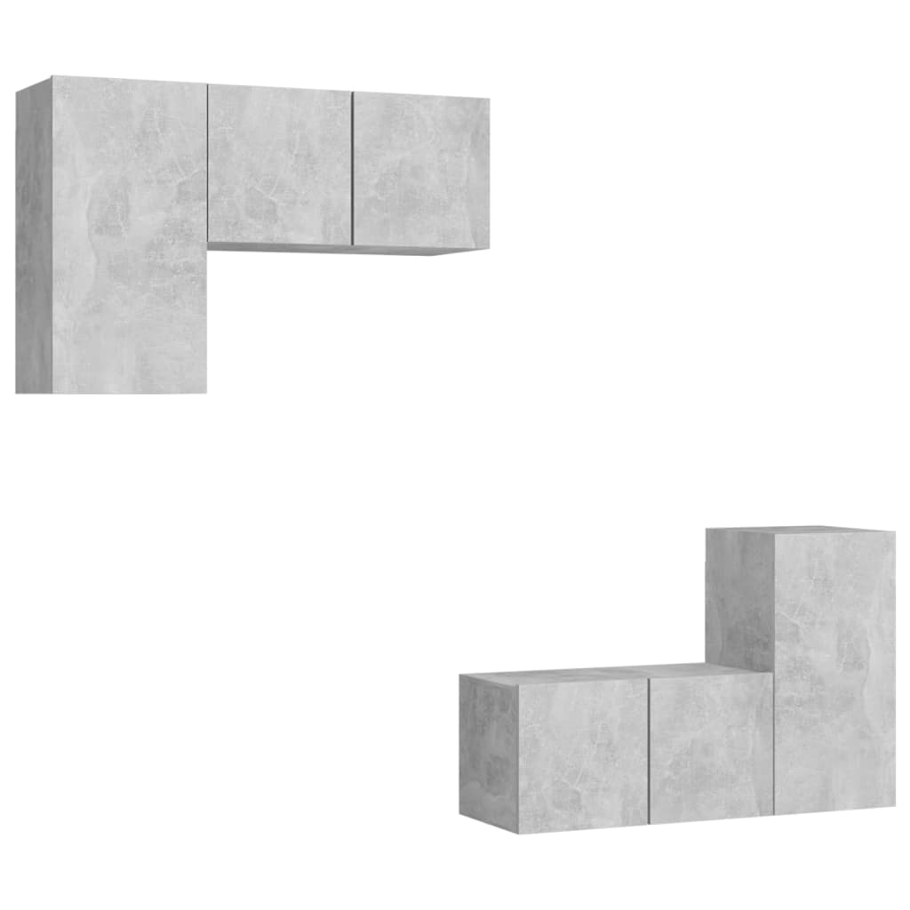 vidaXL tv-skabssæt 4 dele spånplade betongrå