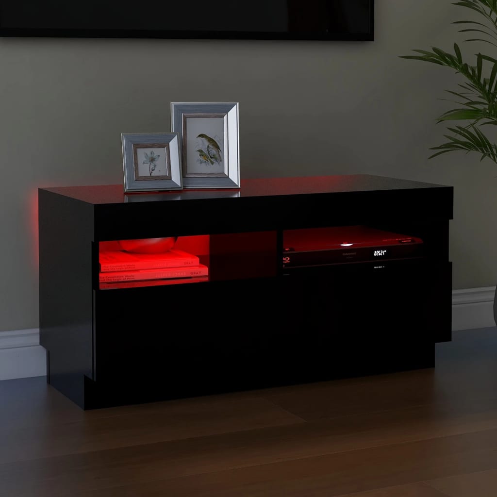 vidaXL tv-bord med LED-lys 80x35x40 cm sort