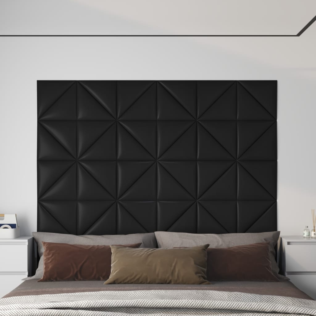 vidaXL vægpaneler 12 stk. 30x30 cm 0,54 m² kunstlæder sort