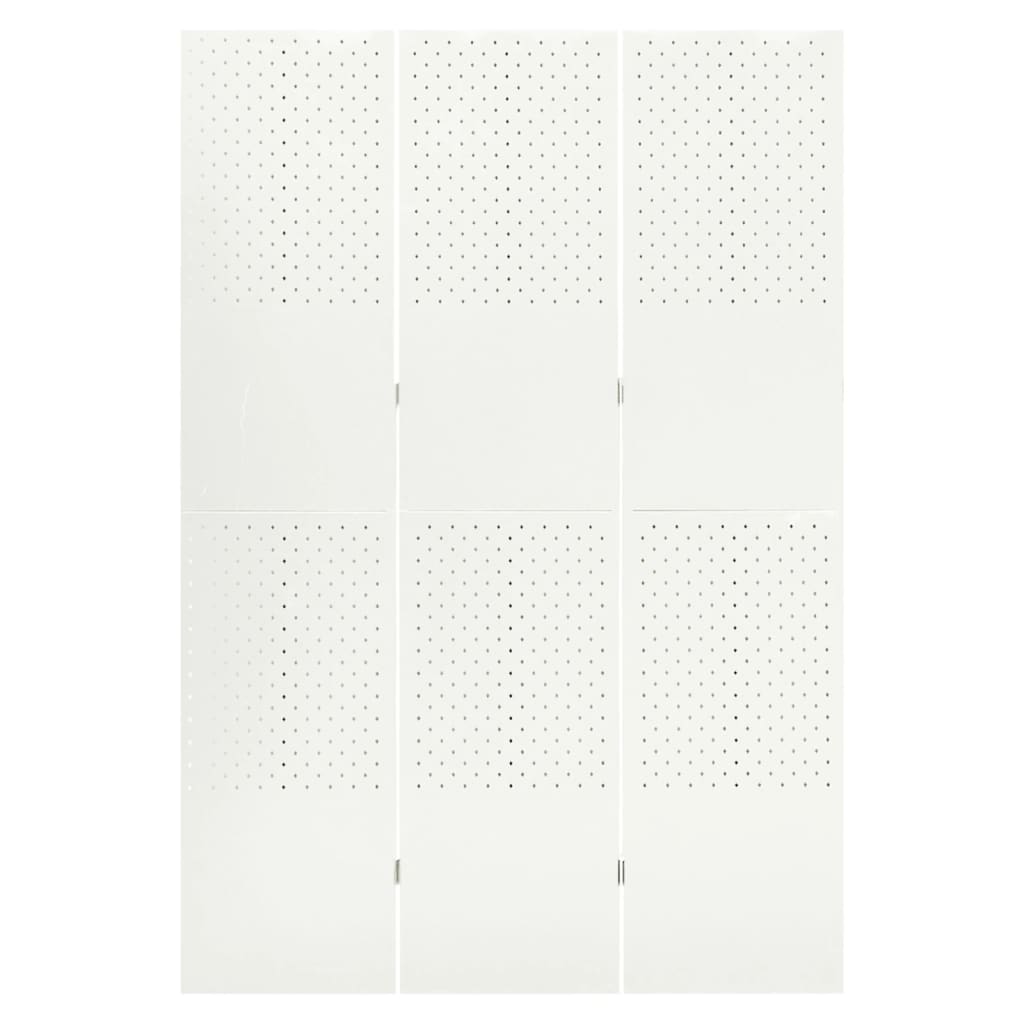 vidaXL 3-panels rumdeler 120x180 cm stål hvid