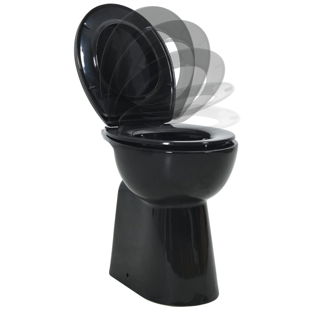 vidaXL højt toilet uden kant soft close 7 cm højere keramik sort