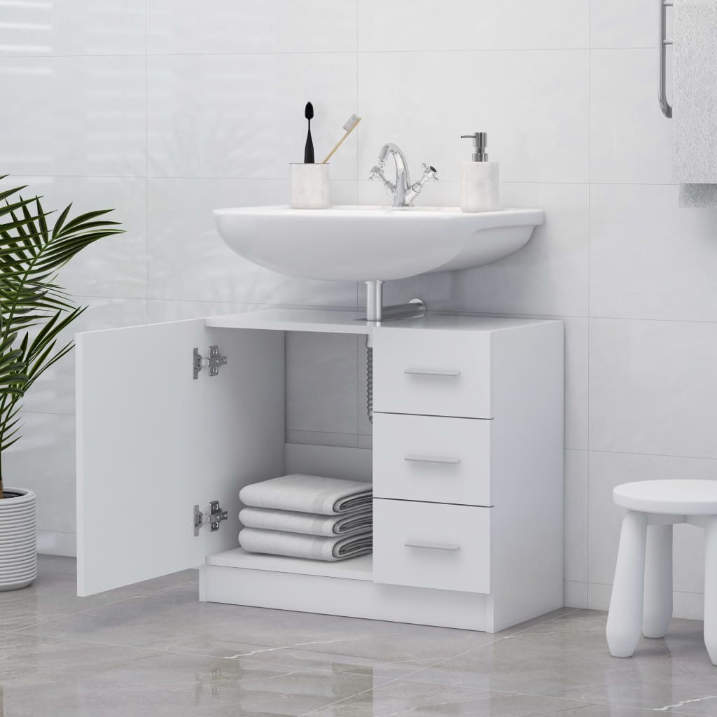 vidaXL badeværelsesskab til håndvask 63x30x54 cm konstrueret træ hvid