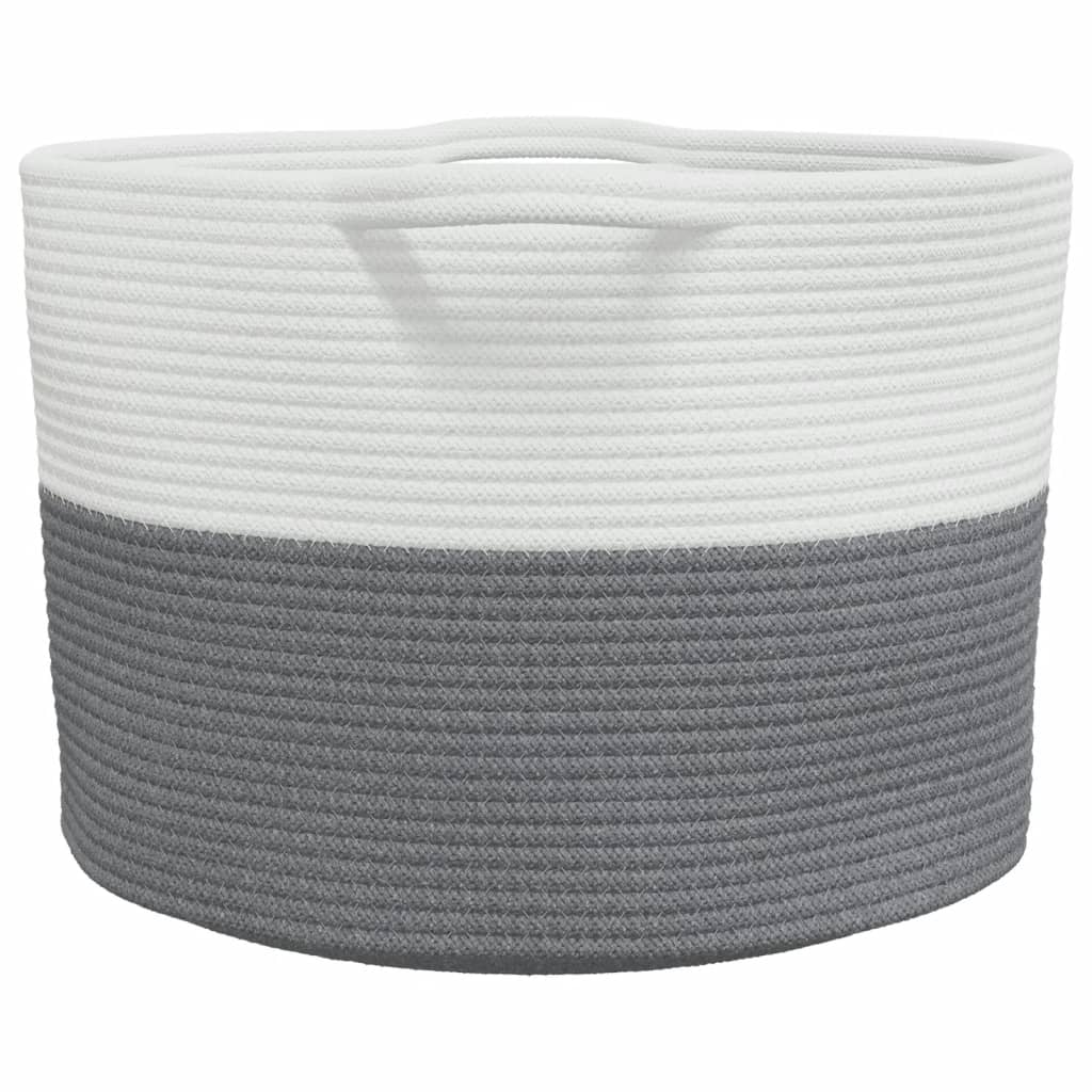 vidaXL vasketøjskurv Ø55x36 cm bomuld grå og hvid