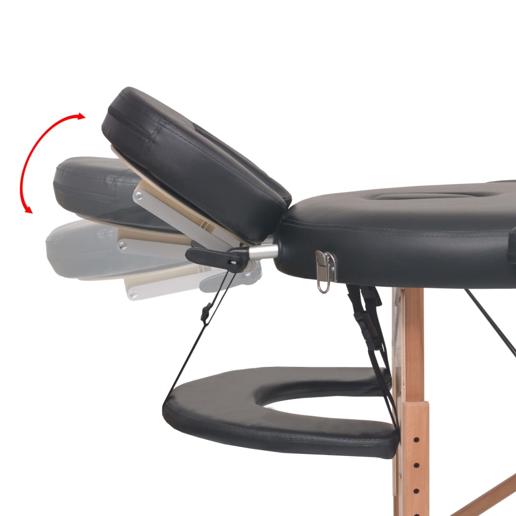 vidaXL foldbart massagebord m. 2 bolsterpuder 4 cm tyk oval sort