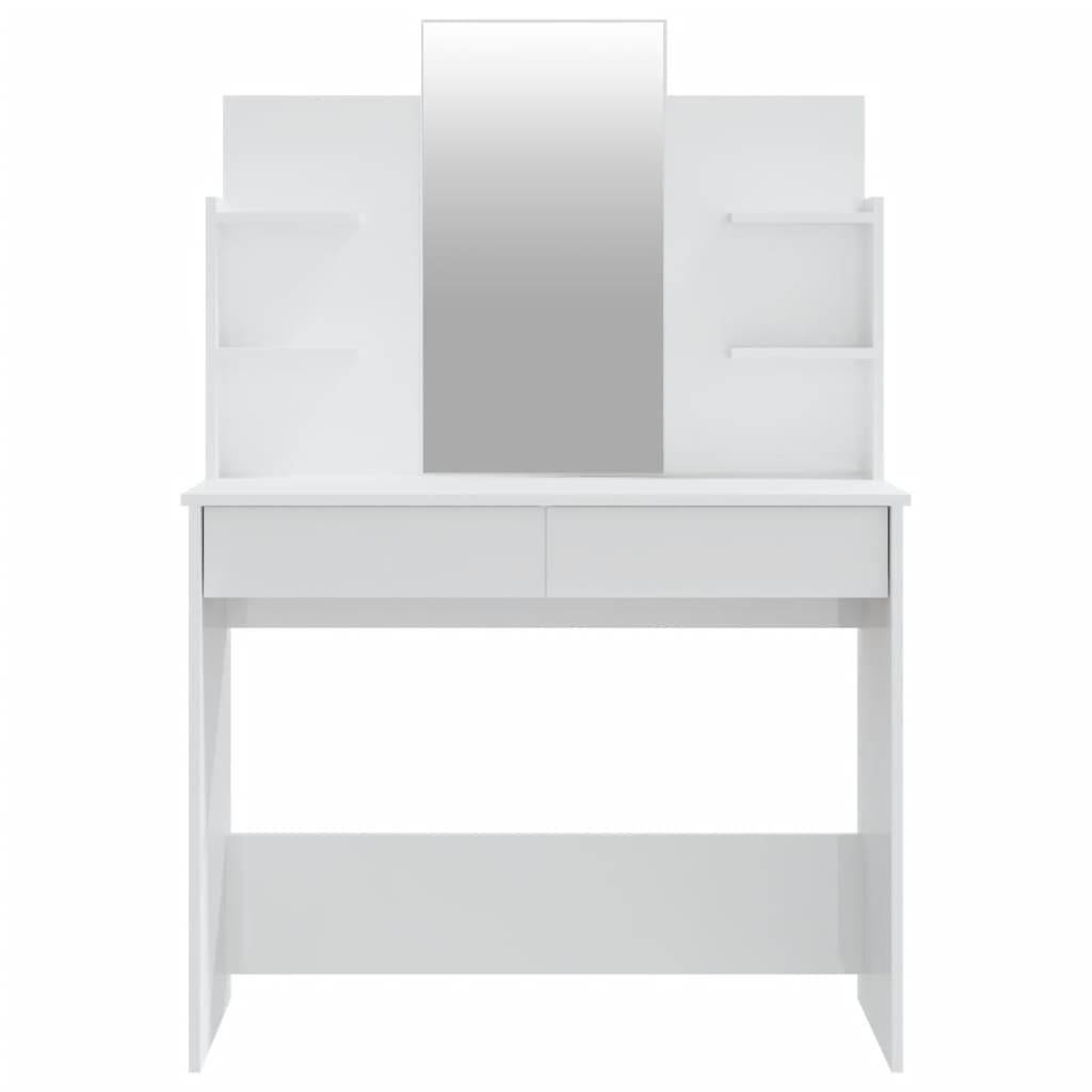 vidaXL makeupbord med spejl 96x40x142 cm hvid højglans