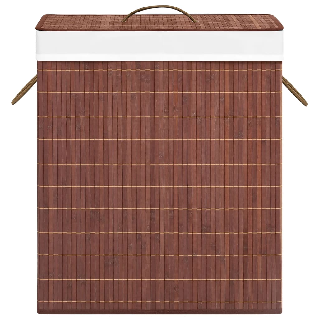 vidaXL vasketøjskurv med 2 rum 100 l bambus brun