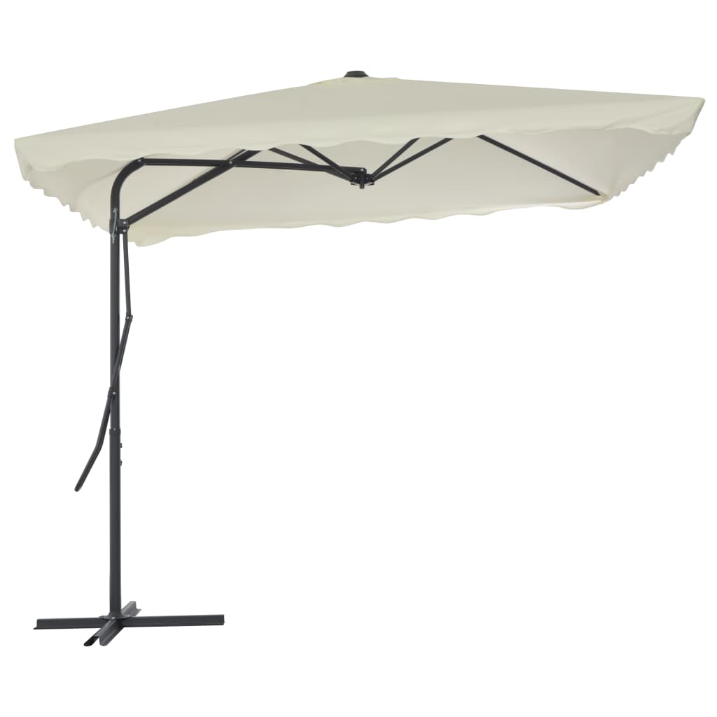 vidaXL udendørs parasol med stålstang 250 x 250 cm sandfarvet