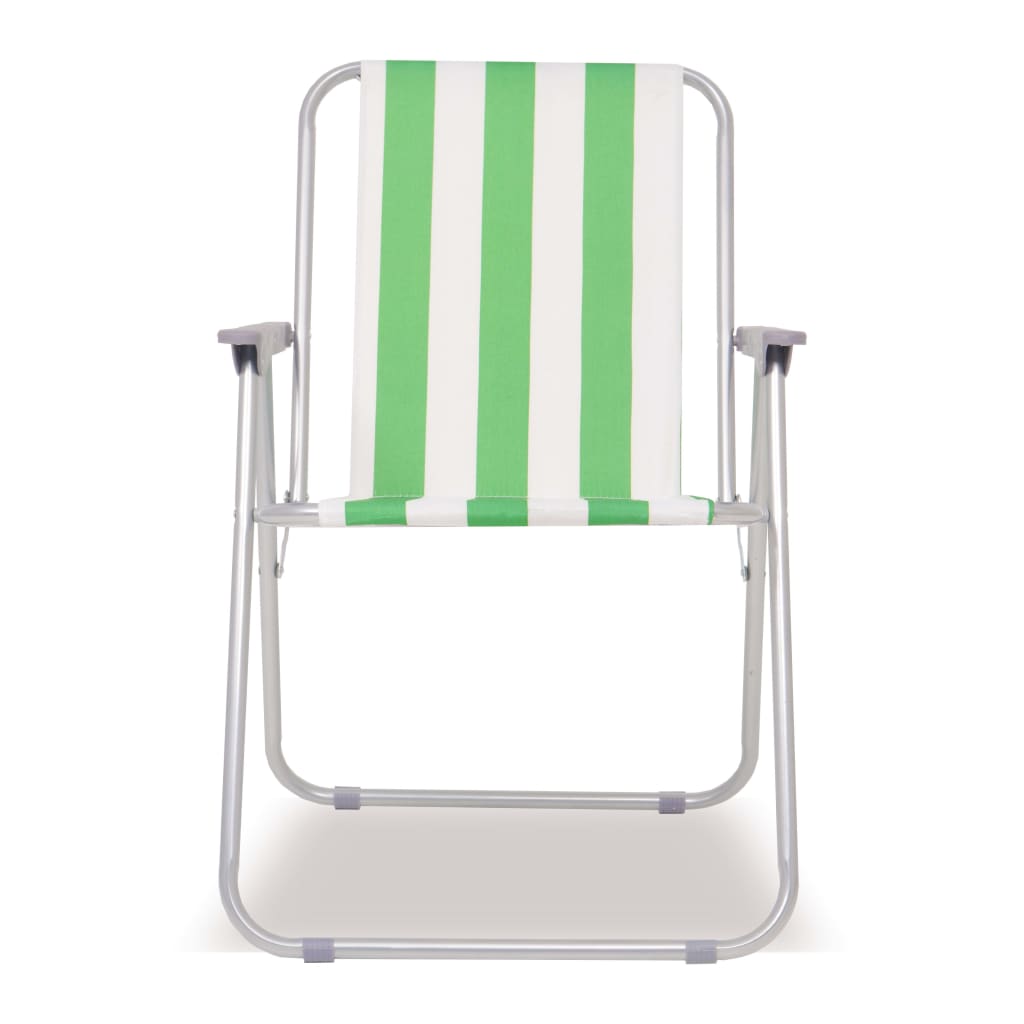 vidaXL foldbare campingstole 2 stk. grøn og hvid stål 52 x 62 x 75 cm