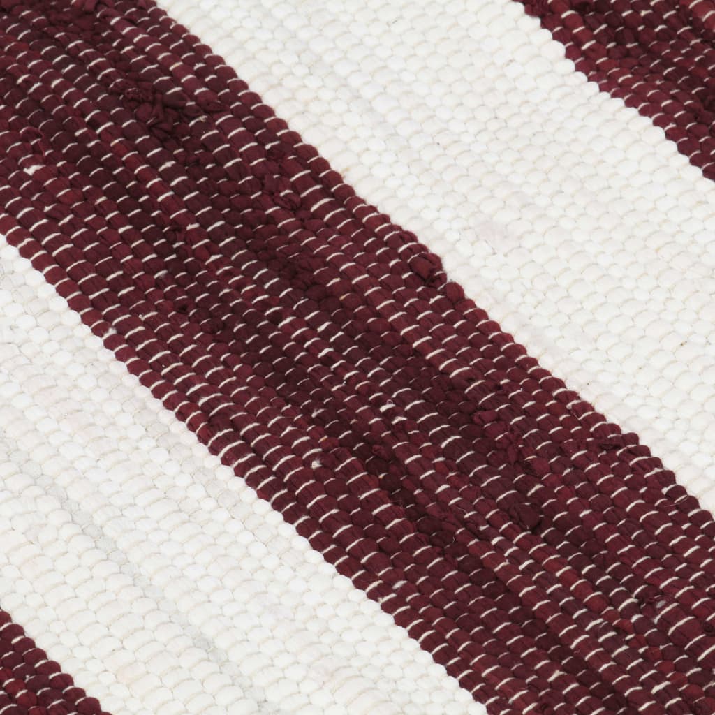 vidaXL håndvævet chindi-tæppe bomuld 80 x 160 cm bordeaux og hvid