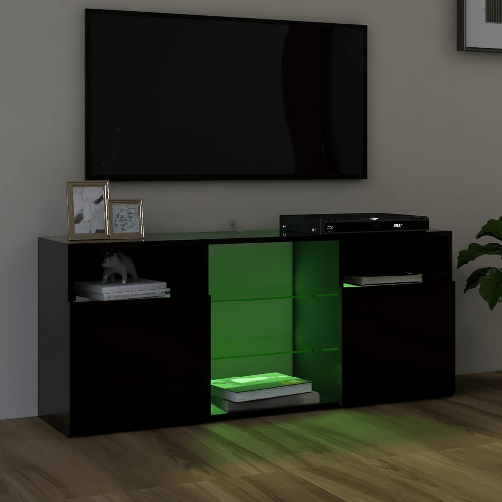 vidaXL tv-bord med LED-lys 120x30x50 cm sort