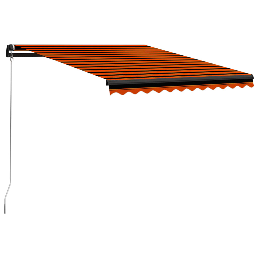 vidaXL markise m. LED-lys 350x250 cm manuel betjening orange og brun