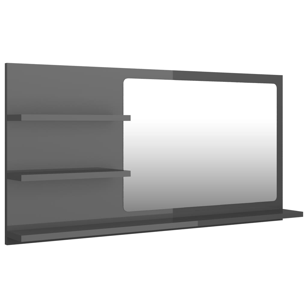 vidaXL badeværelsesspejl 90x10,5x45 cm spånplade grå højglans