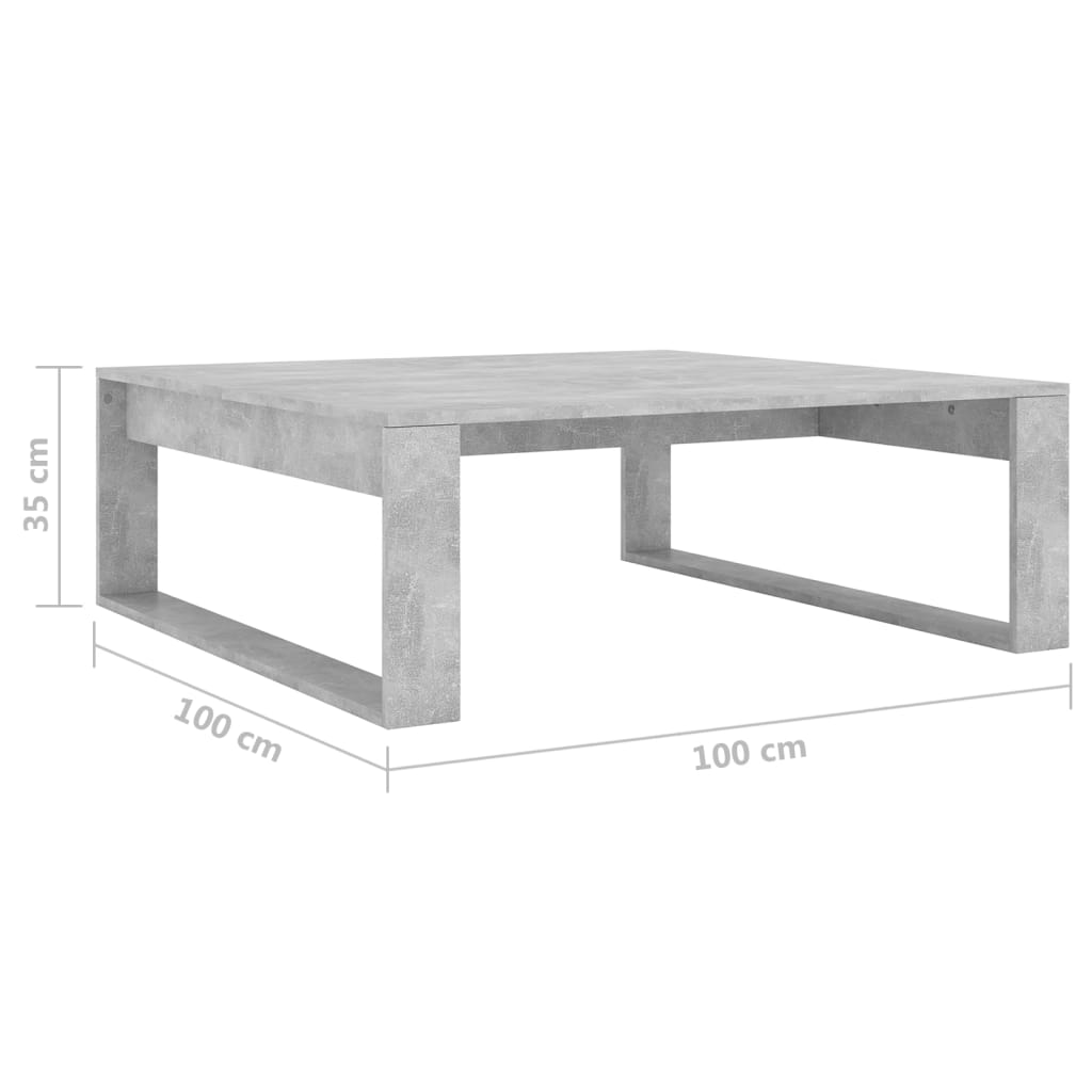 vidaXL sofabord 100x100x35 cm spånplade betongrå