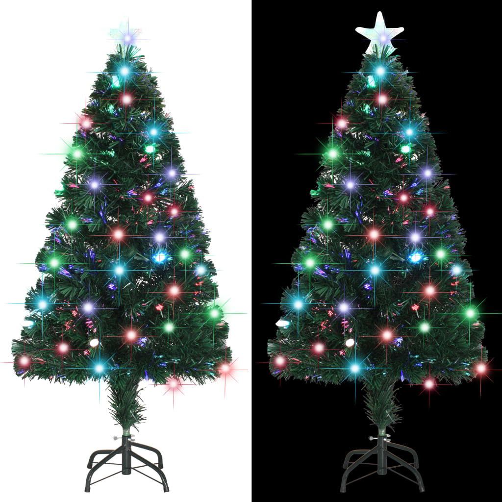 vidaXL juletræ med juletræsfod og lys 120 cm fiberoptisk
