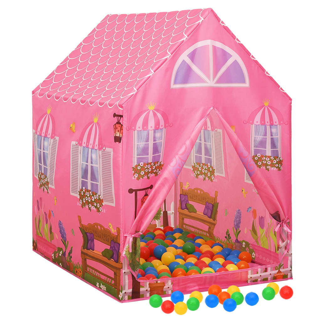 vidaXL legetelt til børn 69x94x104 cm med 250 bolde pink