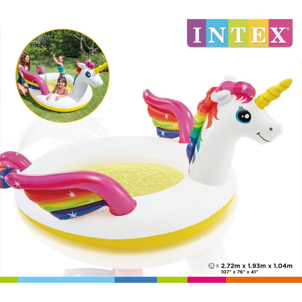 Intex Unicorn badebassin med sprinkler 272x193x104 cm