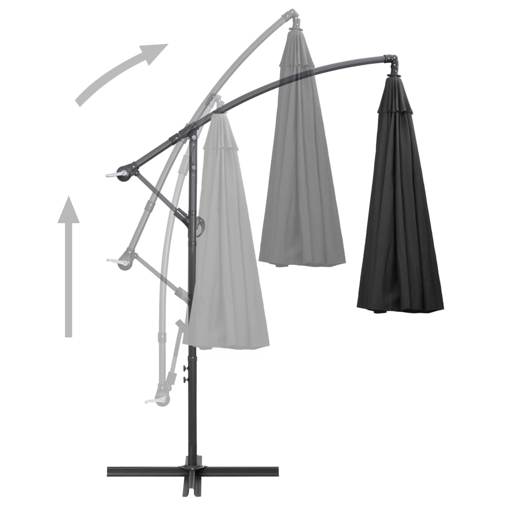 vidaXL hængende parasol 3 m aluminiumsstang antracitgrå