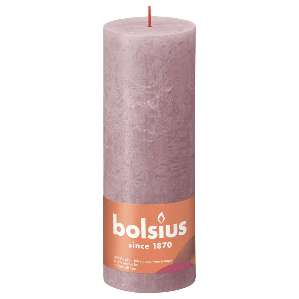 Bolsius rustikke søjlestearinlys Shine 4 stk. 190x68 mm gammelrosa