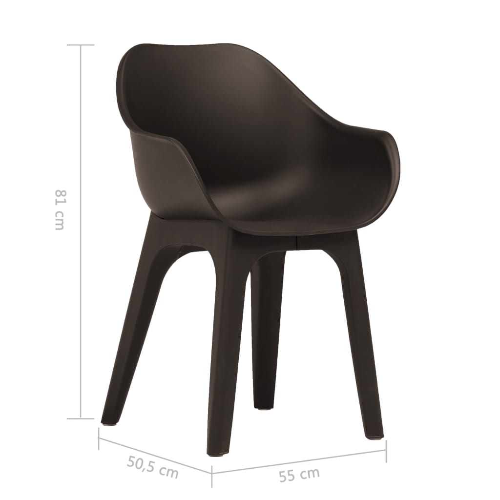 vidaXL spisebordsstole med armlæn 2 stk. plast brun